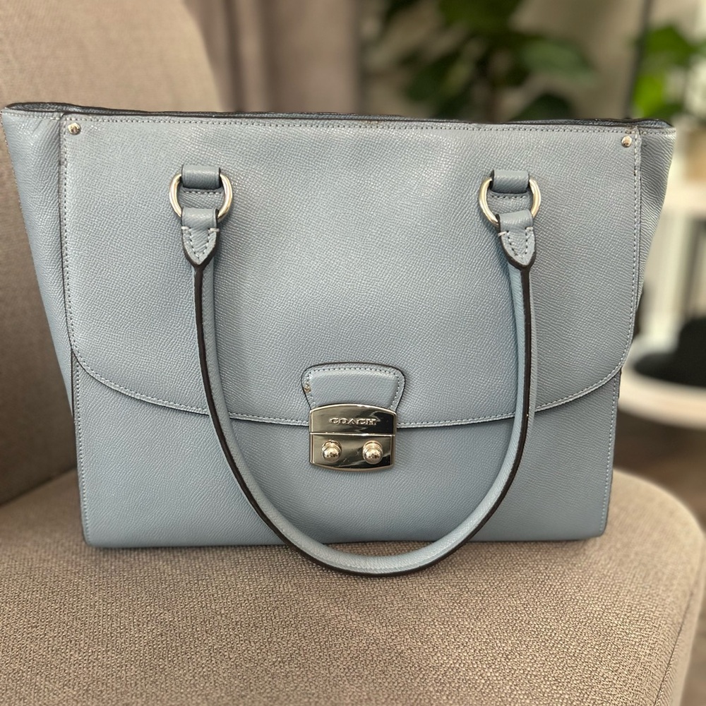 Coach Light Blue Leather Tote